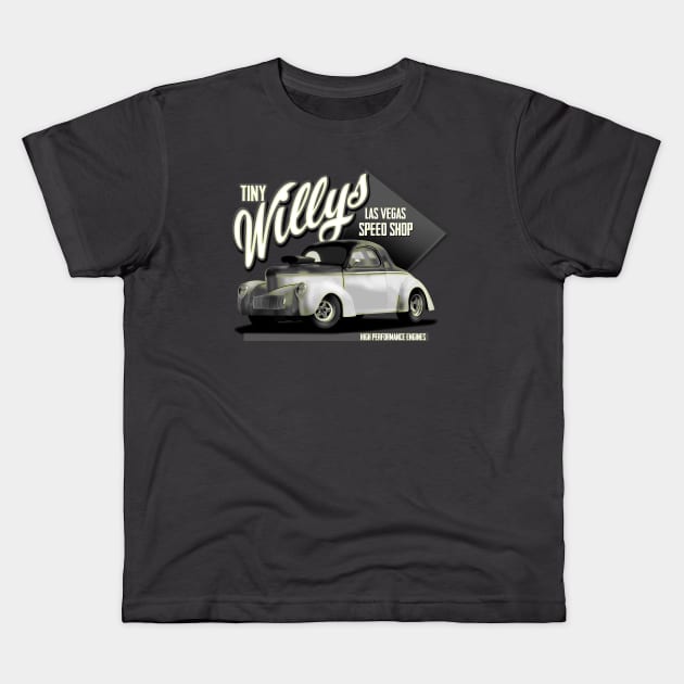 Hotrod Tiny Willy's Kids T-Shirt by hardtbonez